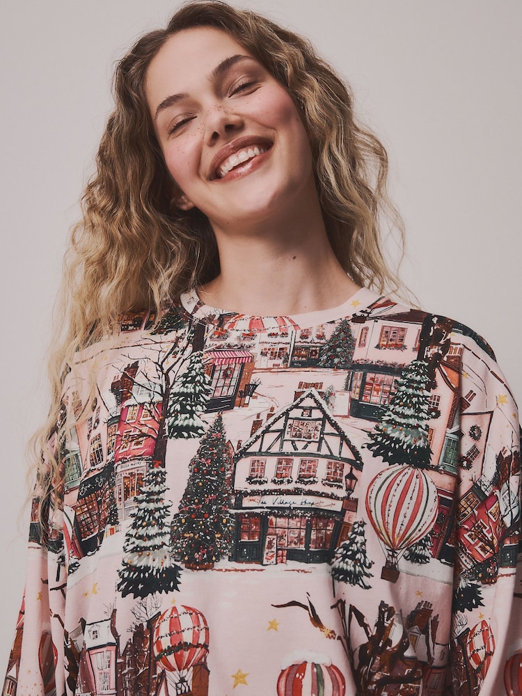 Pink Hot Air Balloon Long Sleeve Pyjamas - Image 2 of 6 Pink Hot Air Balloon Long Sleeve Pyjamas - Image 2 of 6