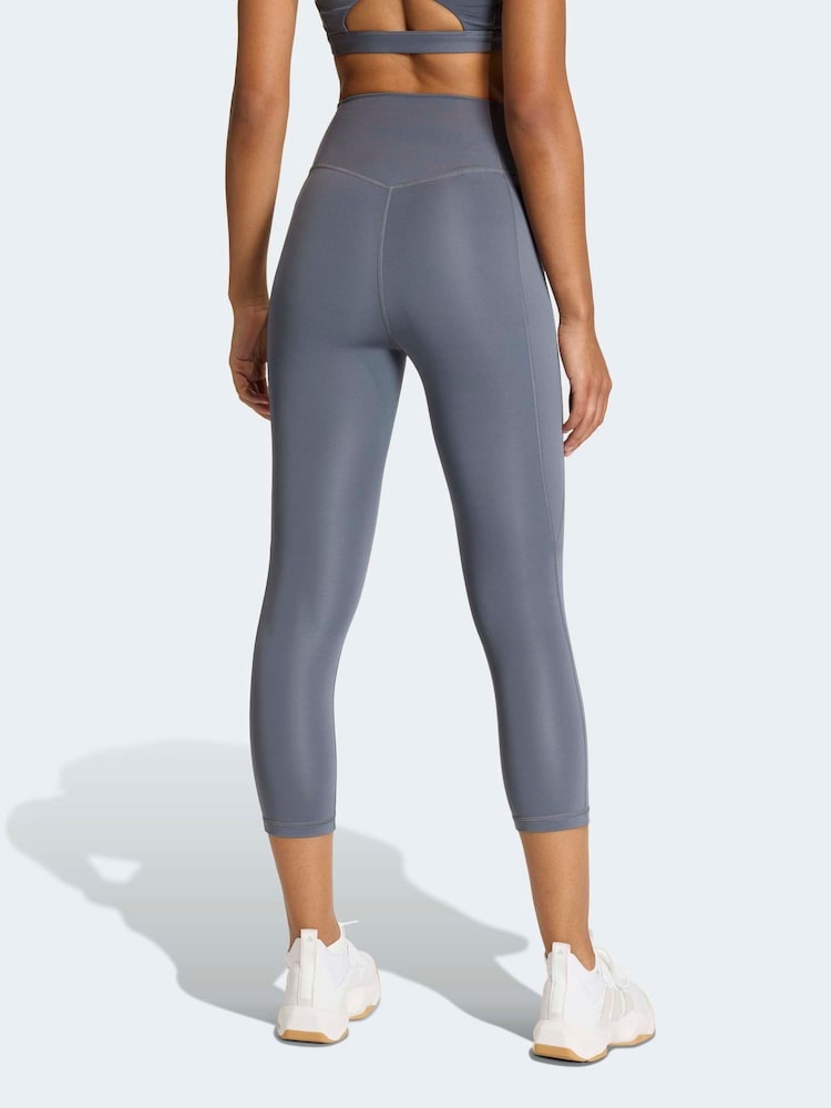adidas Grey Optime Essentials Stash Capri Leggings - Image 2 of 6