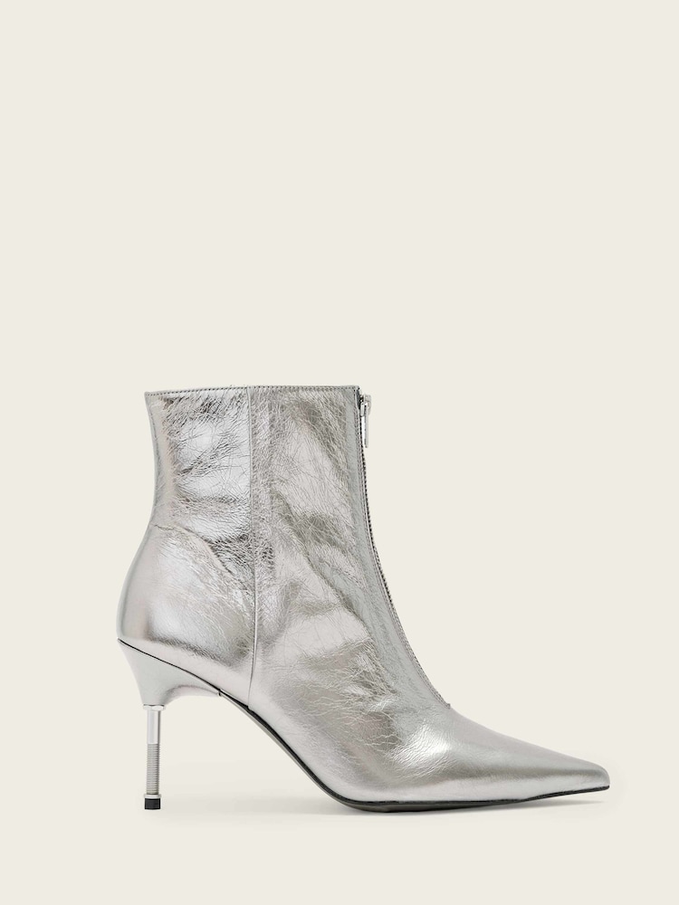 AllSaints Silver Natasha Metallic Boots - Image 1 of 5 AllSaints Silver Natasha Metallic Boots - Image 1 of 5