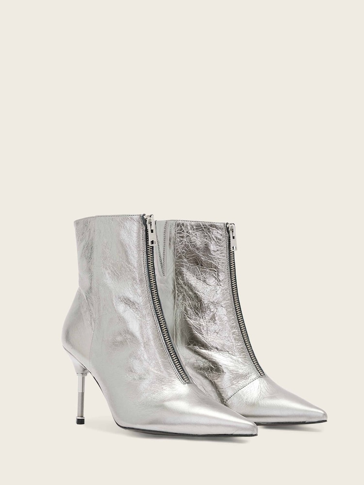 AllSaints Silver Natasha Metallic Boots - Image 2 of 5 AllSaints Silver Natasha Metallic Boots - Image 2 of 5