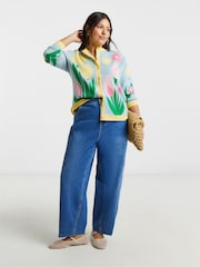 Simply Be Blue Gingham Crew Neck Cardigan - Image 1 of 4