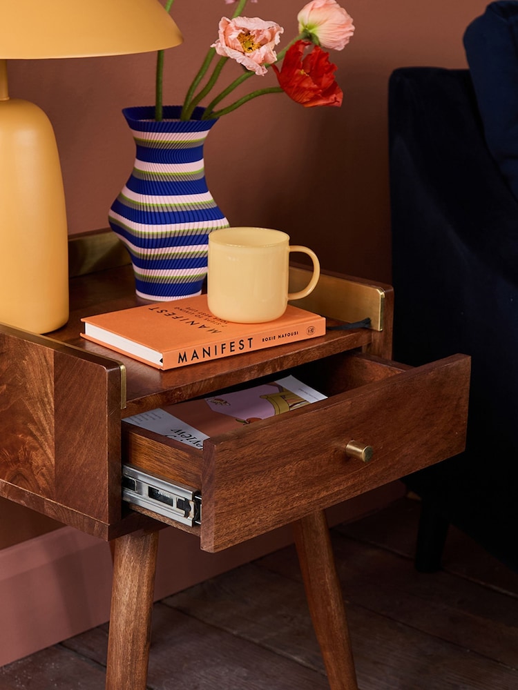 Swoon Mid Brown Fresco Mango Wood One-Drawer Side Table - Image 2 of 7