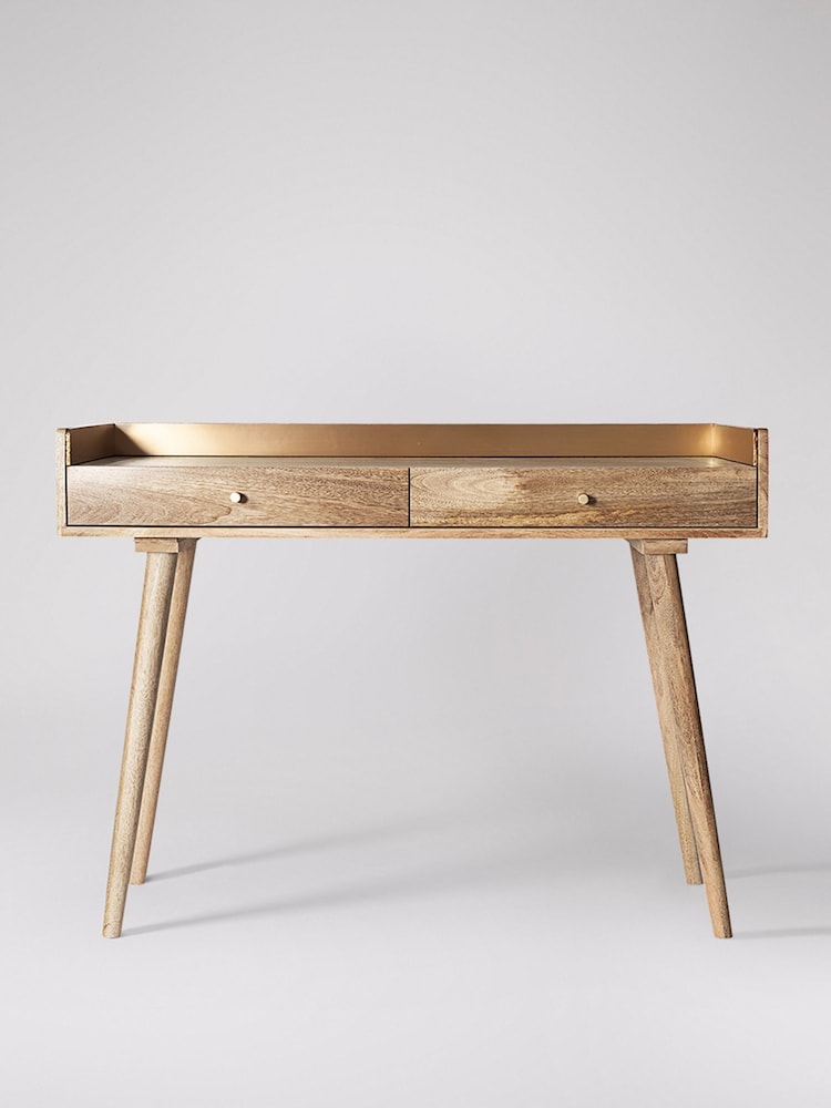 Swoon Brown Fresco Mango Wood Two Drawer Desk - Image 2 of 6