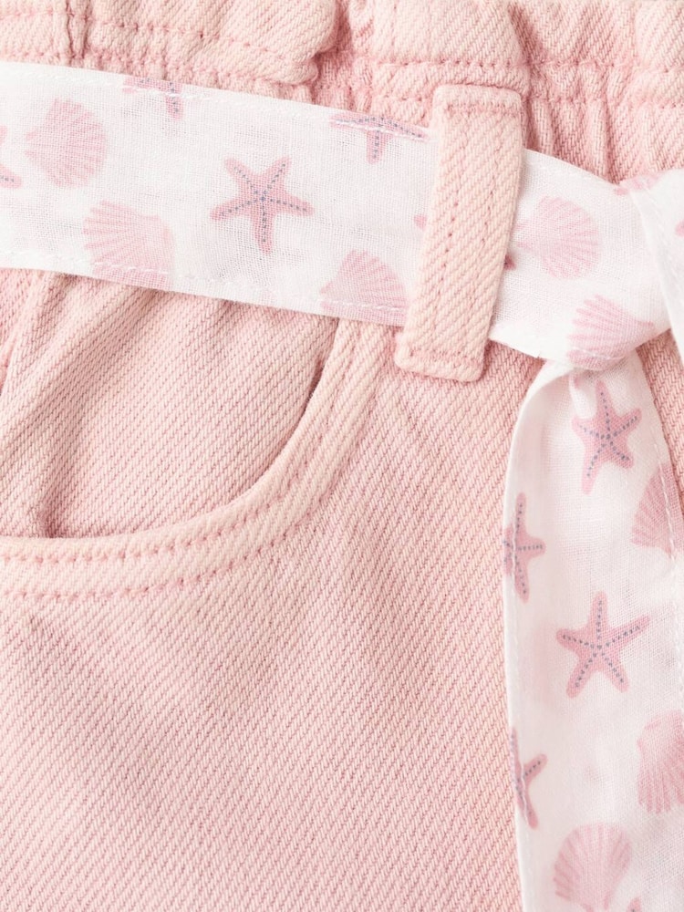 Mango Pink Printed Belt Denim Shorts - Image 3 of 3 Mango Pink Printed Belt Denim Shorts - Image 3 of 3