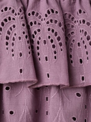 Mango Purple Broderie Ruffle Mini Skirt - Image 3 of 3