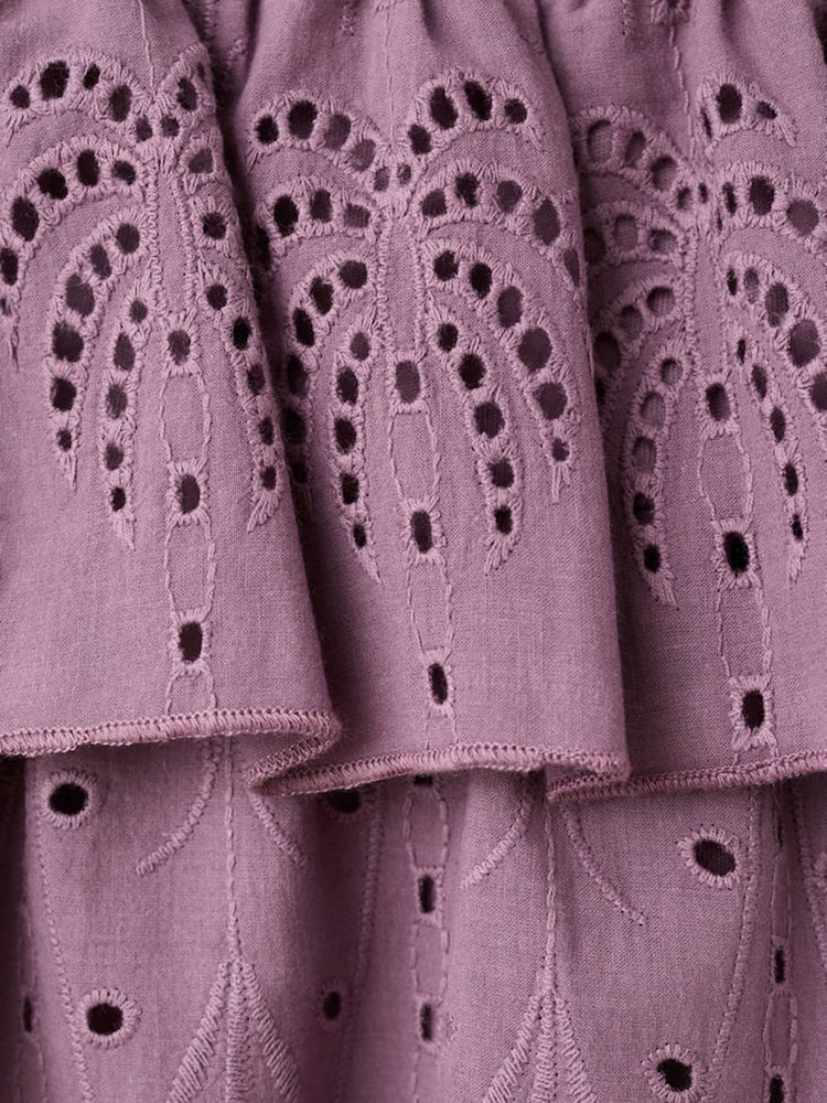 Mango Purple Broderie Ruffle Mini Skirt - Image 3 of 3