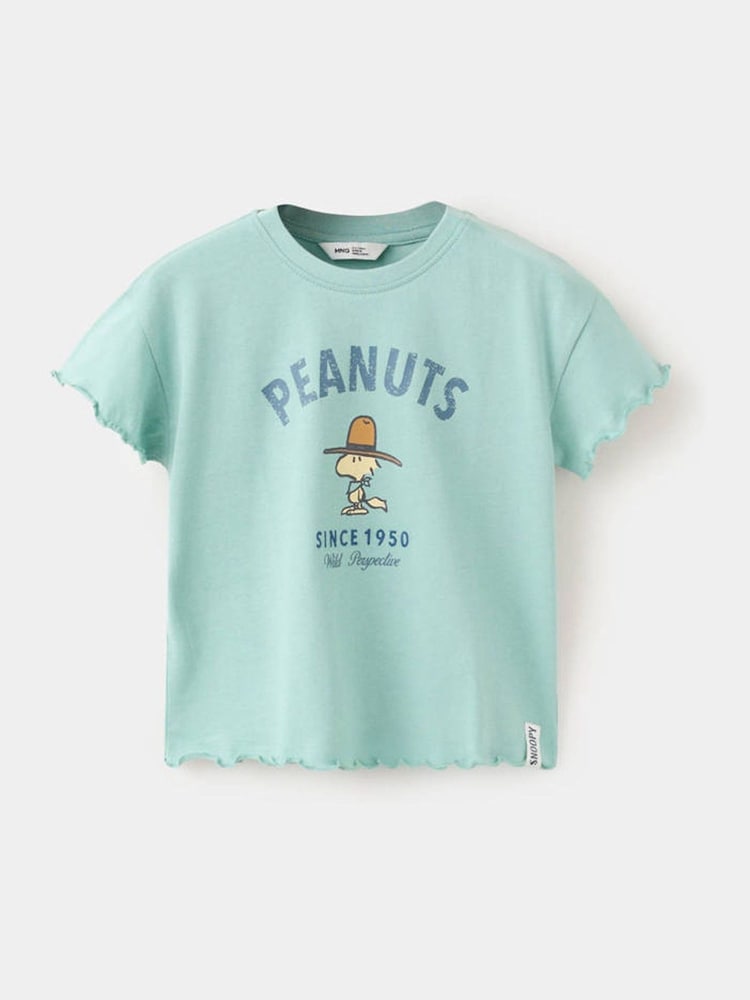 Mango Green Snoopy Frill Hem T-Shirt - Image 1 of 4