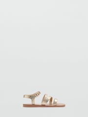 Mango Gold Strappy Flat Sandals - Image 1 of 3
