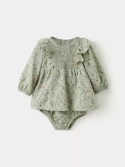 Mango Green Frill Button Up Dress and Knicker Set - Image 1 of 3