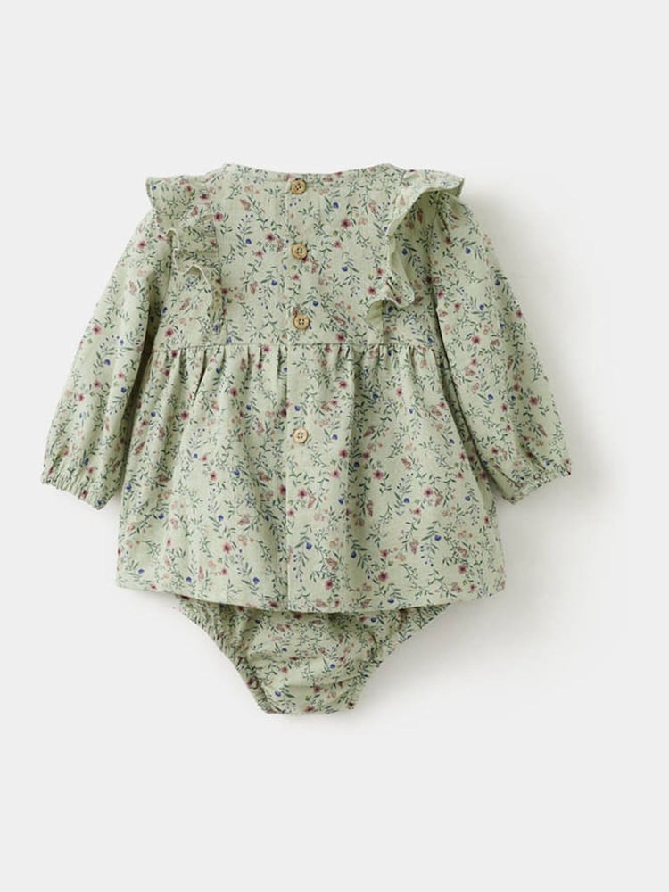 Mango Green Frill Button Up Dress and Knicker Set - Image 2 of 3