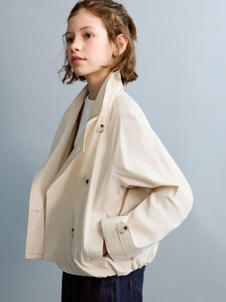 Mango Nude Bubble Hem Trench Jacket - Image 1 of 4