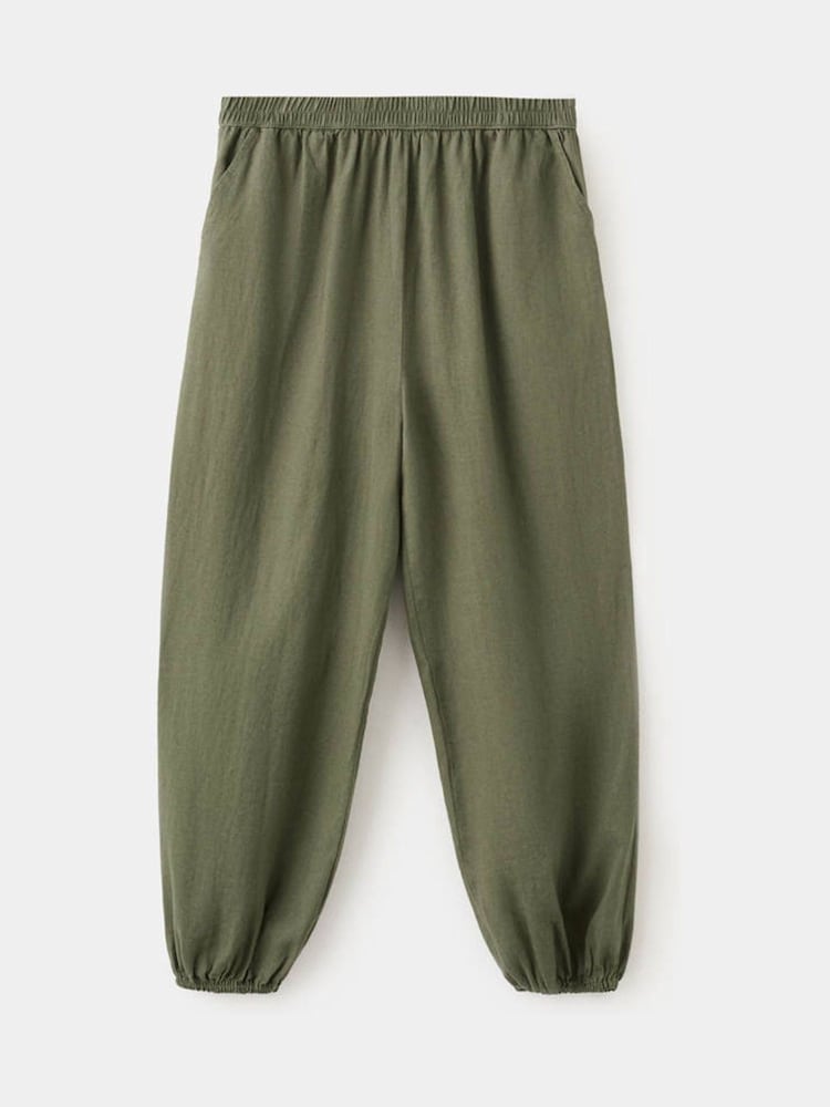Mango Green Linen Blend Balloon Trousers - Image 2 of 4