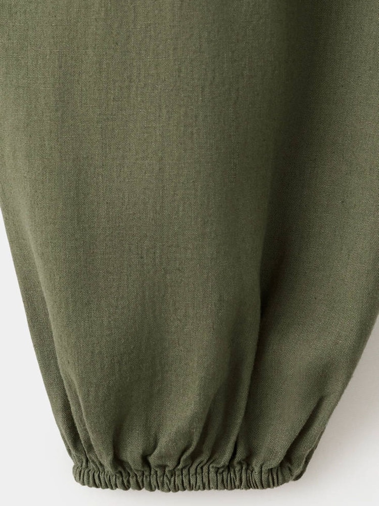 Mango Green Linen Blend Balloon Trousers - Image 4 of 4