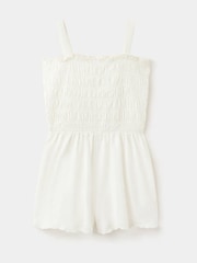 Mango White Shirred Strappy Playsuit - Image 1 of 4