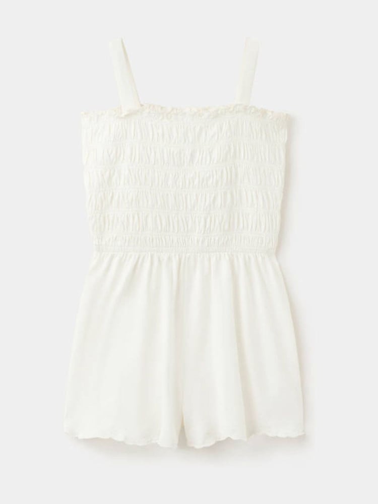 Mango White Shirred Strappy Playsuit - Image 1 of 4