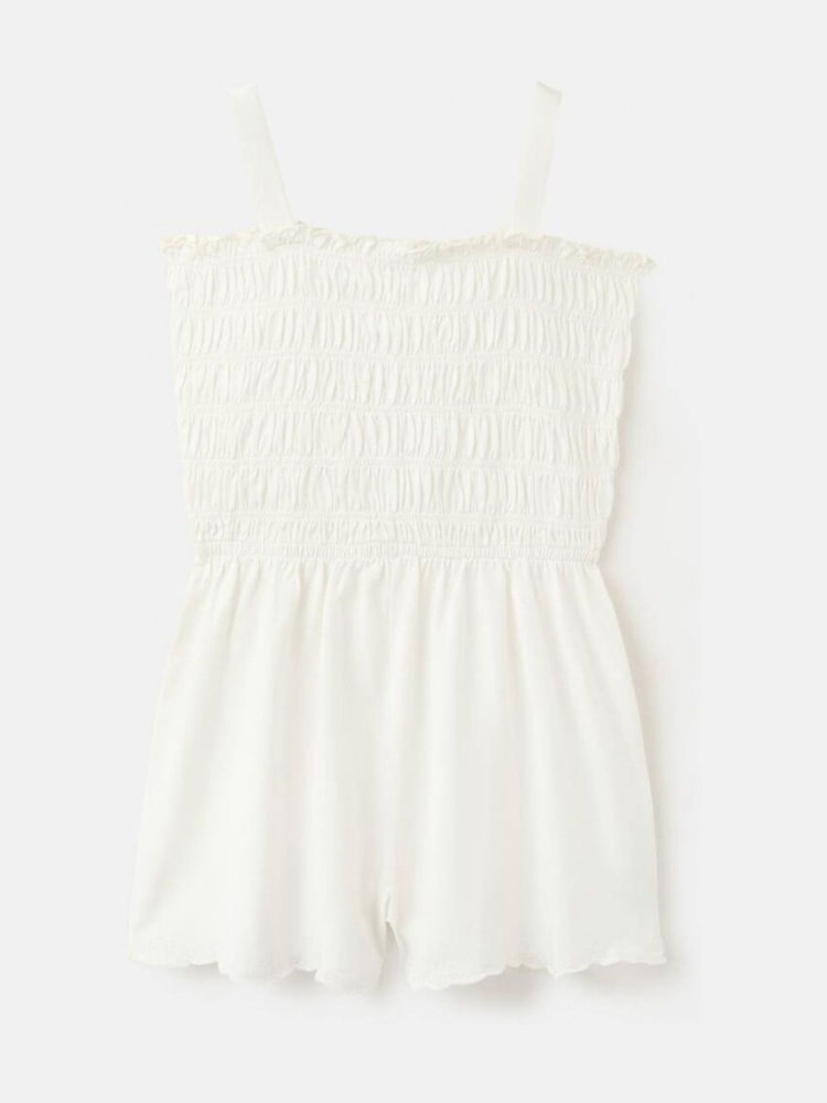 Mango White Shirred Strappy Playsuit - Image 2 of 4