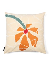 The Conran Shop Cream Orange Pieces Broken Stem Diptych Flower Cushion 50x50cm - Image 1 of 5