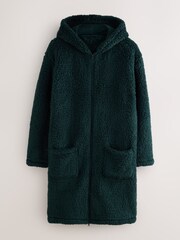 Green Zip Through Borg Dressing Gown - Image 1 of 3