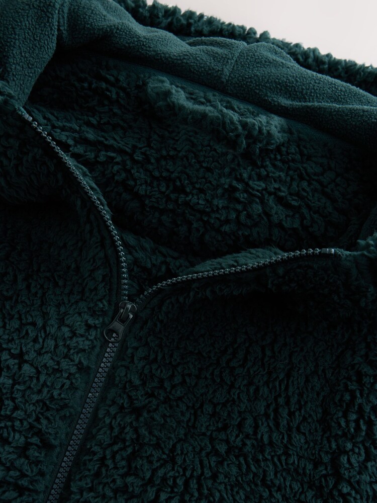 Green Zip Through Borg Dressing Gown - Image 3 of 3 Green Zip Through Borg Dressing Gown - Image 3 of 3
