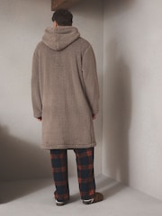 Neutral Zip Through Borg Dressing Gown - Image 3 of 6