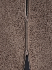 Neutral Zip Through Borg Dressing Gown - Image 6 of 6