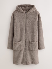 Neutral Zip Through Borg Dressing Gown - Image 7 of 9