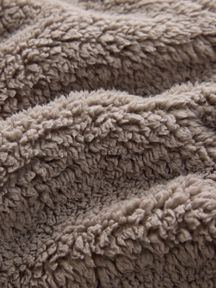 Neutral Zip Through Borg Dressing Gown - Image 9 of 9 Neutral Zip Through Borg Dressing Gown - Image 9 of 9