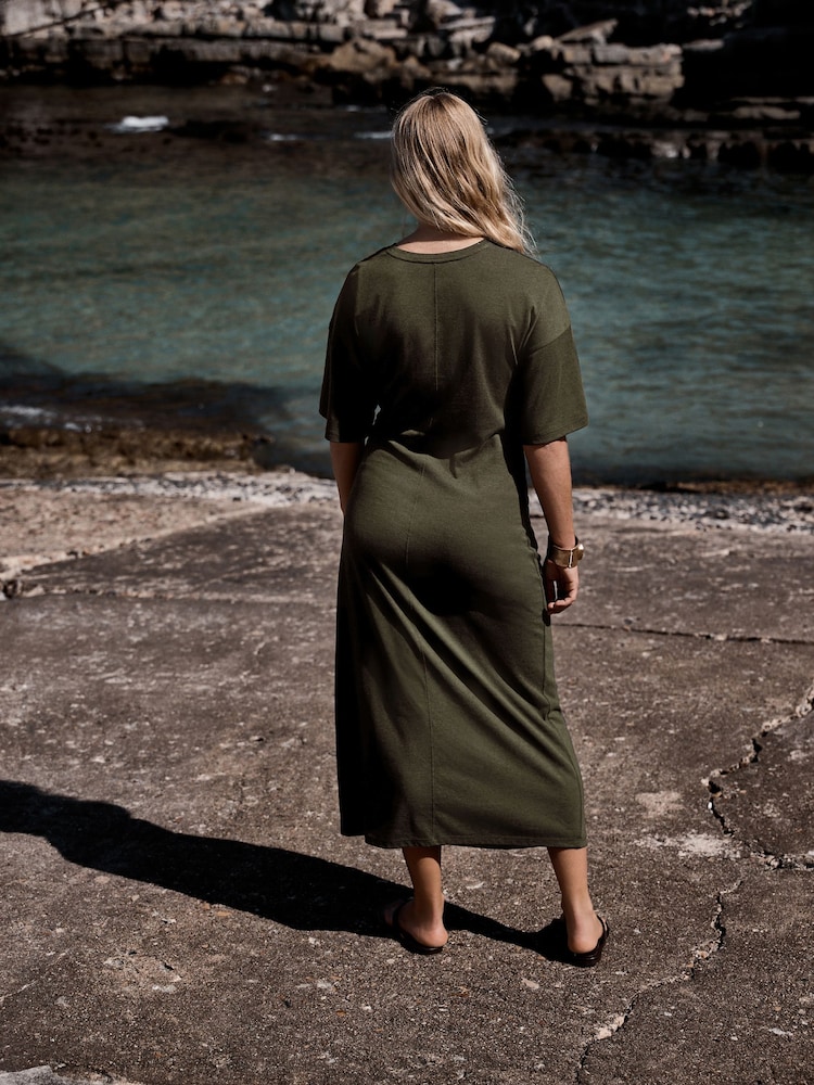 khaki t shirt dress Voyage Shirt Dress