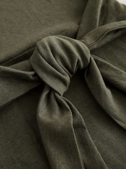 Khaki Green Tie Waist Midi T-Shirt Dress - Image 6 of 7