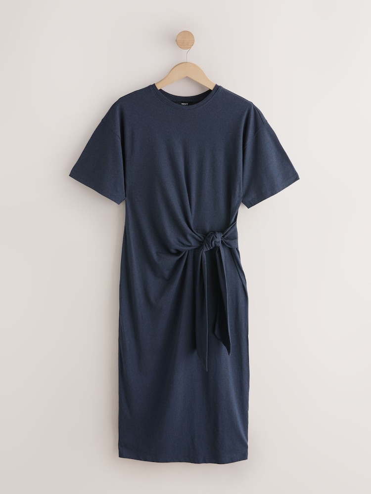 knot front t shirt dress Knot Front T-Shirt Split Hem Dress