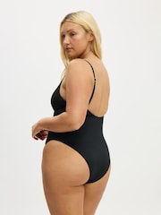 Cotton On Black Thin Strap V-Neck One-Piece Cheeky Swimsuit - Image 2 of 4