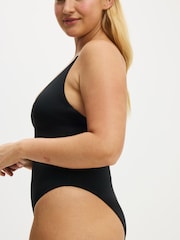 Cotton On Black Thin Strap V-Neck One-Piece Cheeky Swimsuit - Image 3 of 4
