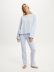 Cotton On Blue Dreamy Soft Flare Pant & Boatneck Long Sleeve Set - Image 1 of 3