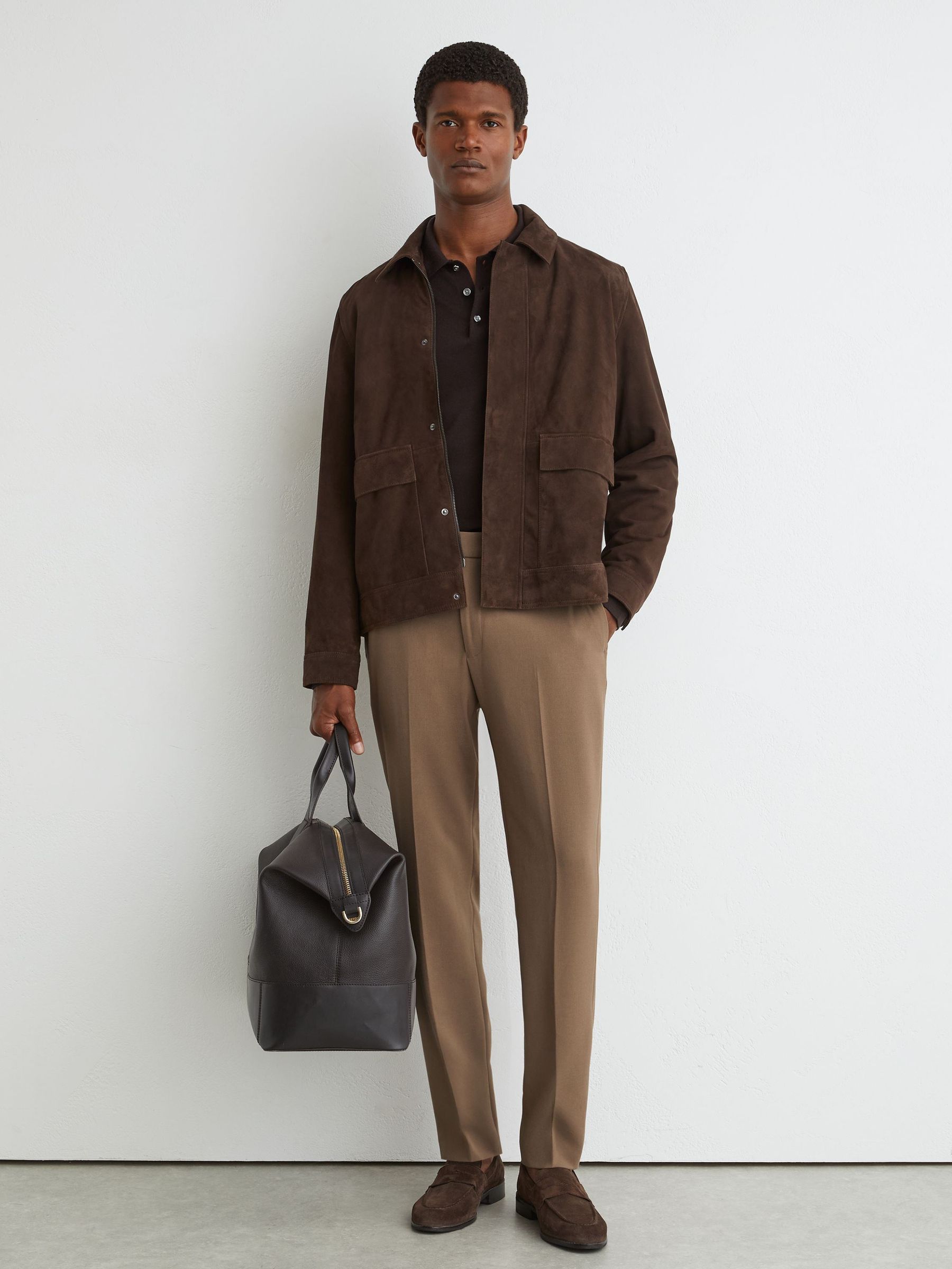 Buy Reiss Mink Brown Found Slim Fit Stretch Drawstring Trousers