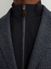Reiss Navy Kyle Check Single-Breasted Blazer with Gilet Insert Tailored-Fit - Image 5 of 8