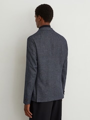 Reiss Navy Kyle Check Single-Breasted Blazer with Gilet Insert Tailored-Fit - Image 6 of 8