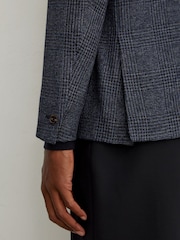 Reiss Navy Kyle Check Single-Breasted Blazer with Gilet Insert Tailored-Fit - Image 7 of 8