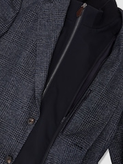 Reiss Navy Kyle Check Single-Breasted Blazer with Gilet Insert Tailored-Fit - Image 8 of 8