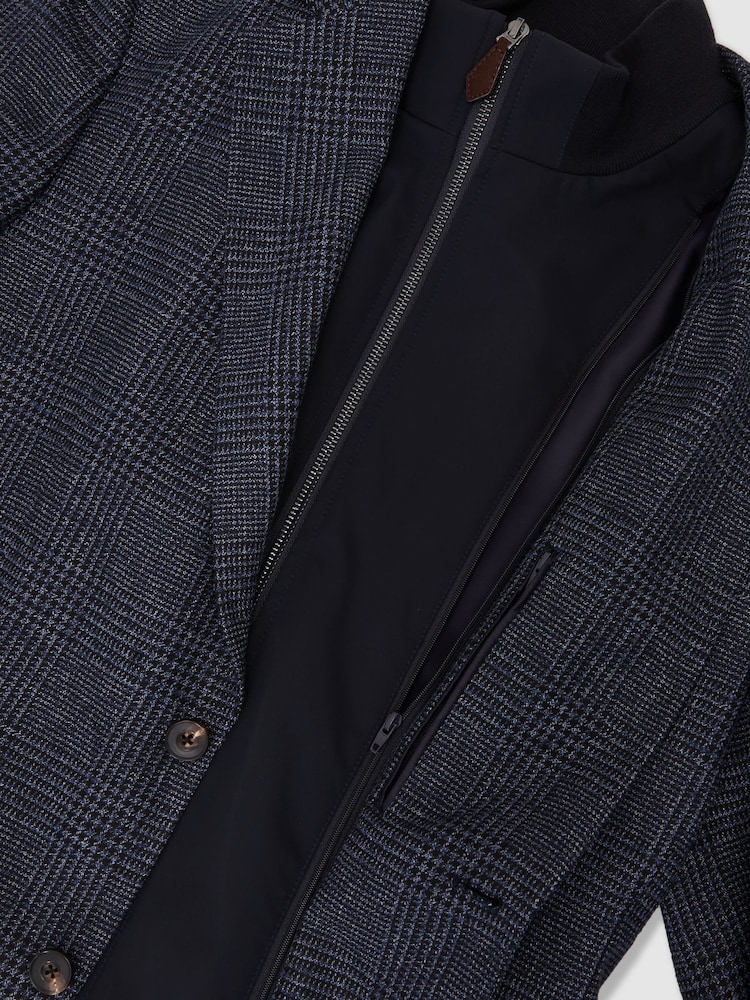Reiss Navy Kyle Check Single-Breasted Blazer with Gilet Insert Tailored-Fit - Image 8 of 8 Reiss Navy Kyle Check Single-Breasted Blazer with Gilet Insert Tailored-Fit - Image 8 of 8