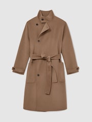 Reiss Camel Brown Selation Wool-Blend Blindseam Belted Overcoat - Image 2 of 7