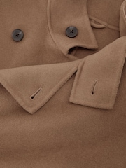 Reiss Camel Brown Selation Wool-Blend Blindseam Belted Overcoat - Image 7 of 7