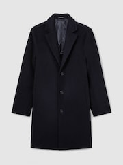 Reiss Navy Knight Wool-Blend Single-Breasted Epsom Coat - Image 2 of 7