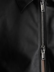 Reiss Black Strader Leather Zip-Through Jacket - Image 4 of 6