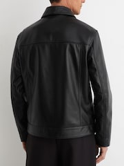 Reiss Black Strader Leather Zip-Through Jacket - Image 5 of 6