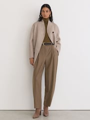 Manteau court Reiss Jett en laine mélangée sans col et coutures invisibles - Image 3 de 9