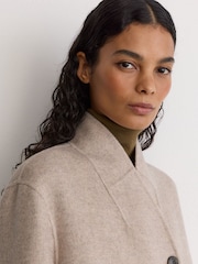 Manteau court Reiss Jett en laine mélangée sans col et coutures invisibles - Image 4 de 9