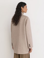 Manteau court Reiss Jett en laine mélangée sans col et coutures invisibles - Image 5 de 9