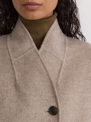 Manteau court Reiss Jett en laine mélangée sans col et coutures invisibles - Image 7 de 9