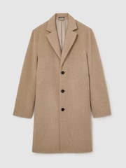 Reiss Oatmeal Knight Wool-Blend Single-Breasted Epsom Coat - Image 2 of 8