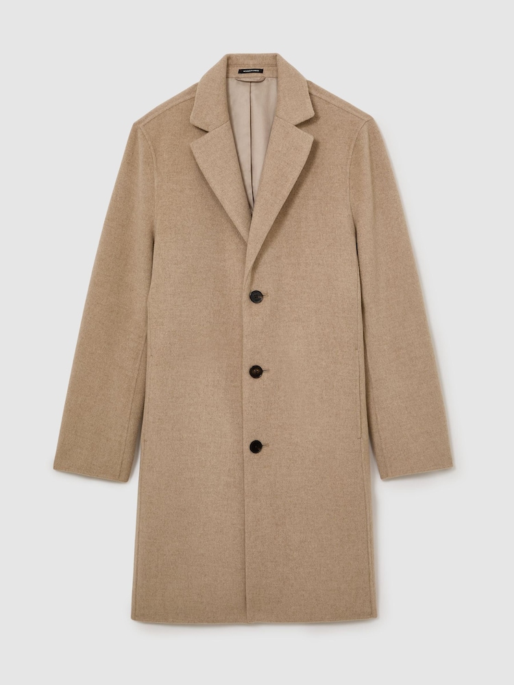 Reiss Oatmeal Knight Wool-Blend Single-Breasted Epsom Coat - Image 2 of 8 Reiss Oatmeal Knight Wool-Blend Single-Breasted Epsom Coat - Image 2 of 8